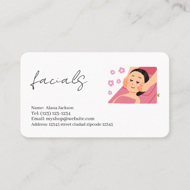 Dienstleistungen im Bereich der kosmetischen Diens Visitenkarte (Vorderseite)