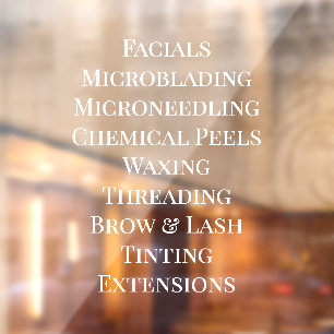 Dienstleistungsliste Basis für Schönheitssalon Spa Fensteraufkleber