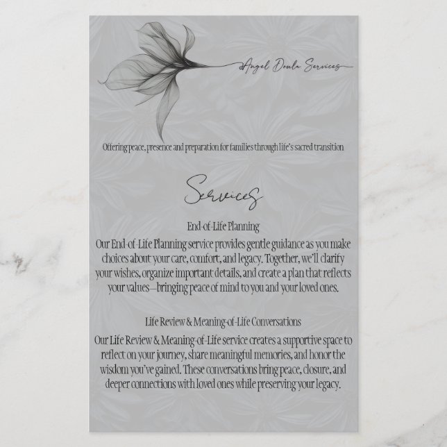 Dienstleistungsmenü Flyer (Vorne)