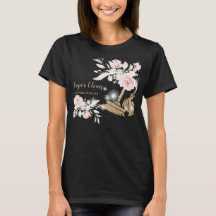 Dienstmädchen Reinigung Haus Funkelndes Gold Flora T-Shirt