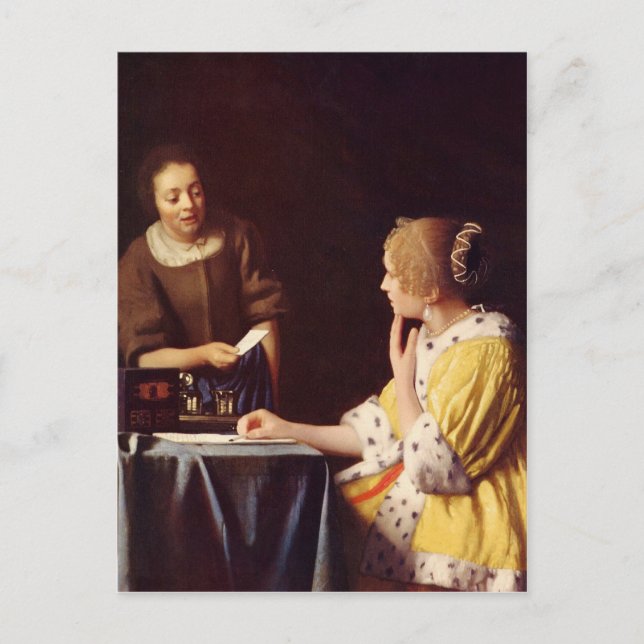 Dienstmädchen von Johannes Vermeer Postkarte (Vorderseite)