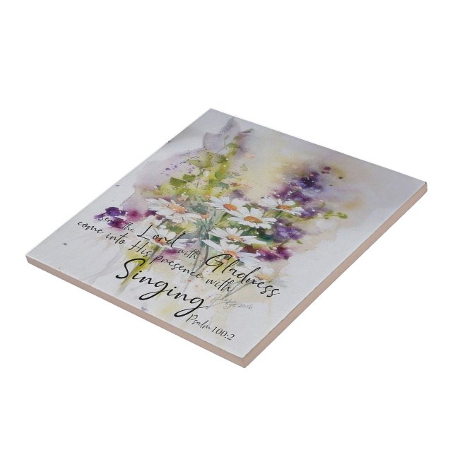 Dient dem Herrn mit Freude floral  Fliese (Seite)
