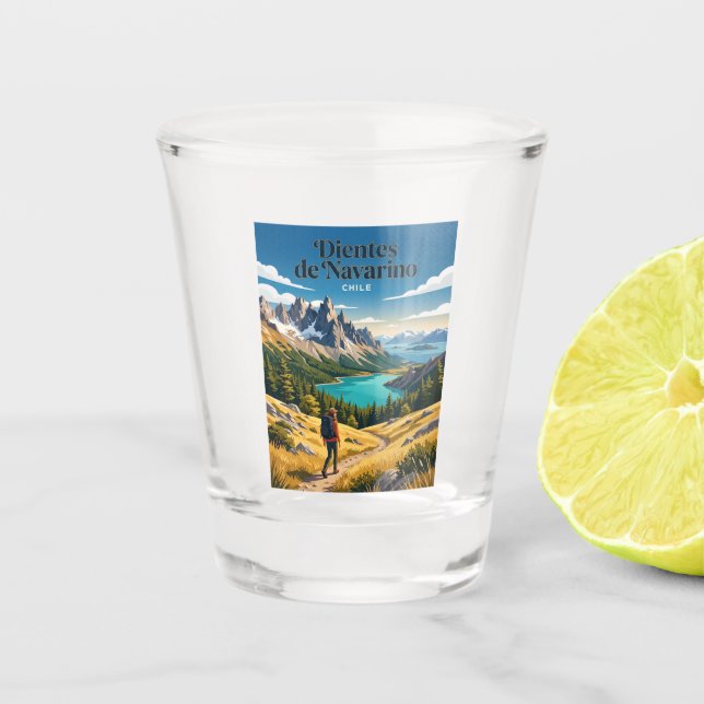 Dientes de Navarino Chile Schnapsglas (Vorderseite)
