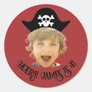 Dieprood Piraten Foto Sticker – Eigen Name - is no