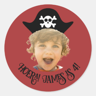 Dieprood Piraten Foto Sticker – Eigen Name - is no
