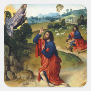 Dierick Bouts the Elder Moses and Burning Bush Quadratischer Aufkleber