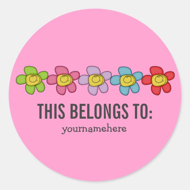 DIES GEHÖRT ZU Niedlichen Doodle-Blume-Aufklebern Runder Aufkleber (Vorderseite)