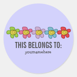 DIES GEHÖRT ZU Niedlichen Doodle-Blume-Aufklebern Runder Aufkleber