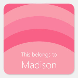 Dies gehört zu rosa Streifen mit weißem Namen Quadratischer Aufkleber