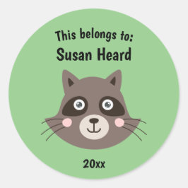 Dies gehört zu zurück zur Schule Niedlich Raccoon  Runder Aufkleber