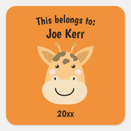 Dies gehört zu "Zurück zur Schule Niedliche Giraff Quadratischer Aufkleber