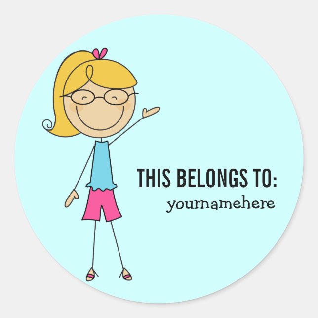 DIES GEHÖRT ZUM Aufkleber für ein Mädchen (Vorderseite)