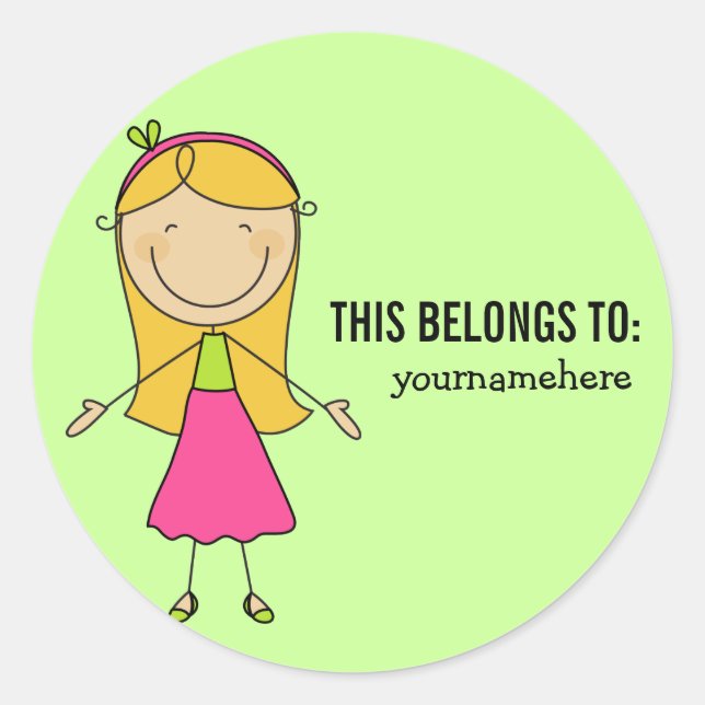 DIES GEHÖRT ZUM Aufkleber für ein Mädchen (Vorderseite)