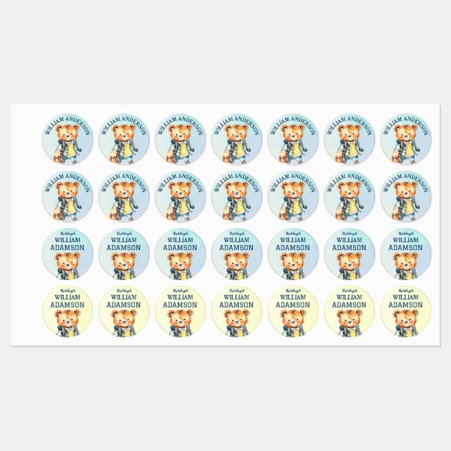 Dies gehört zum niedlichen Teddy der ersten Klasse Etiketten (Blatt)