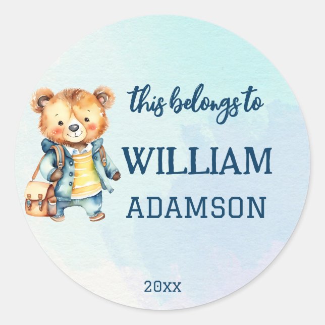Dies gehört zum niedlichen Teddy der ersten Klasse Runder Aufkleber (Vorderseite)