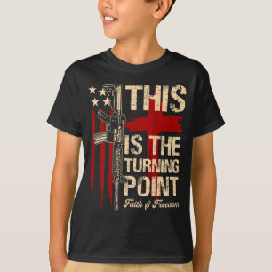 Dies ist der Wendepunkt Faith Kreuz Us Flagge Patr T-Shirt
