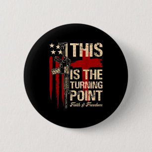 Dies ist der Wendepunkt Glaube Kreuz uns Flagge Pa Button
