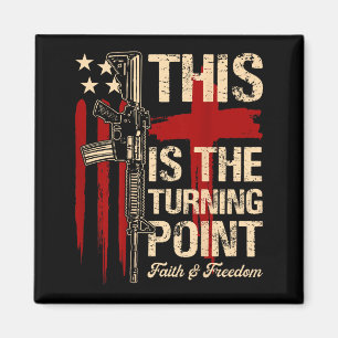 Dies ist der Wendepunkt Glaube Kreuz Us Flagge Pat Magnet