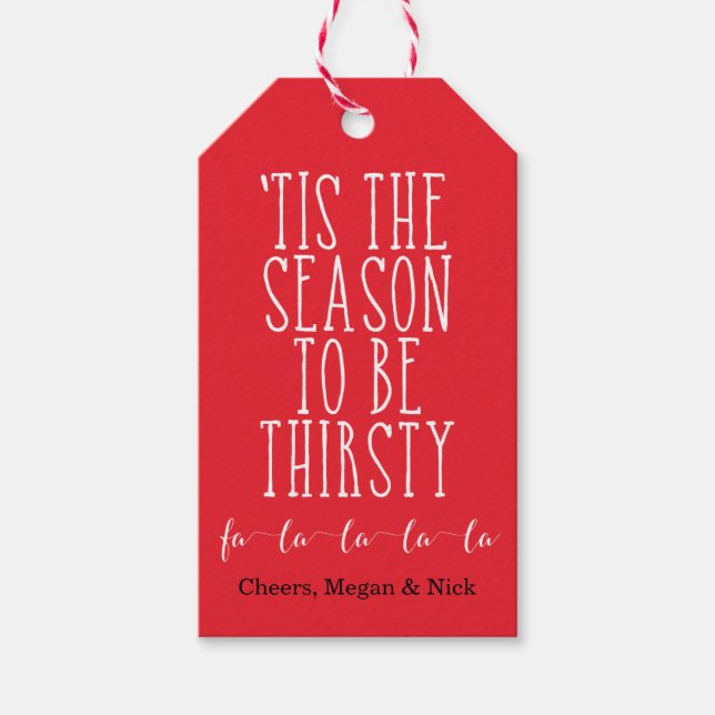 "Dies ist die Jahreszeit für dreissiges rot/weiß A Geschenkanhänger (Vorderseite)