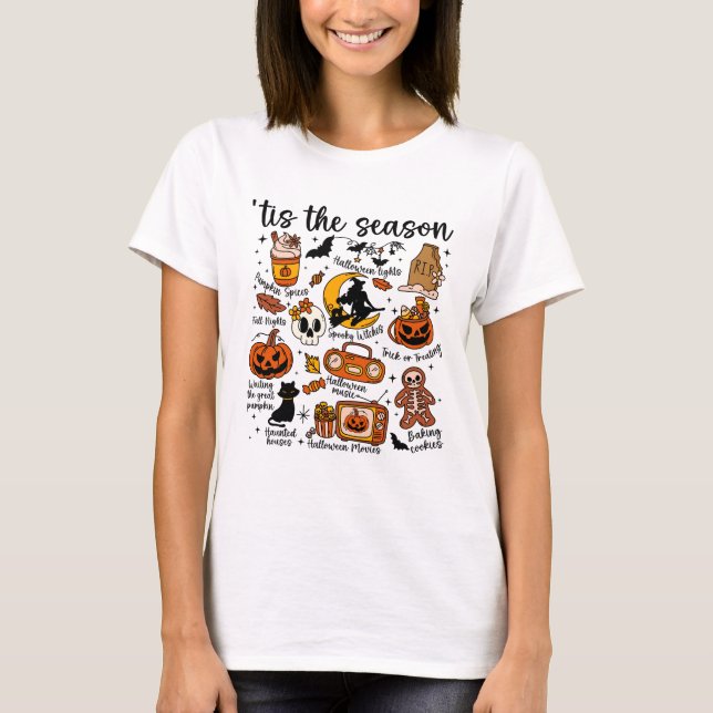 'Dies ist die Jahreszeit Halloween Doodles T-Shirt (Vorderseite)