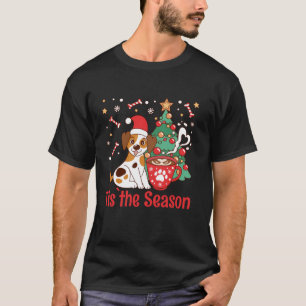 Dies ist die Jahreszeit Hunde Weihnachtsmannmütze  T-Shirt