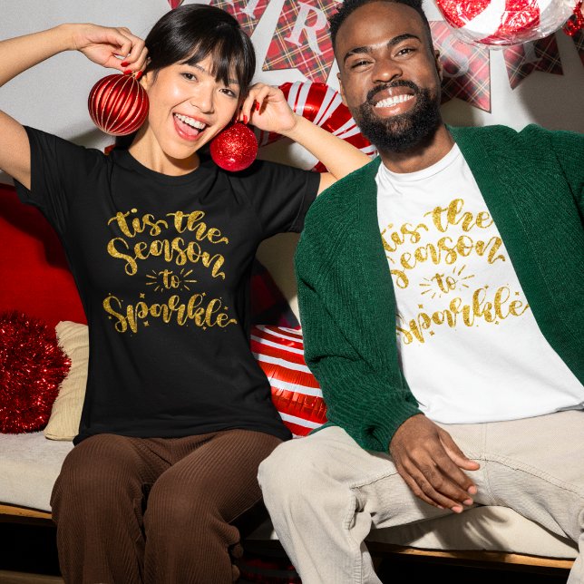Dies ist die Jahreszeit, in der der Glitzer-Text v T-Shirt (Tis the Season to Sparkle For Men Women Girls Boys and Tots!)