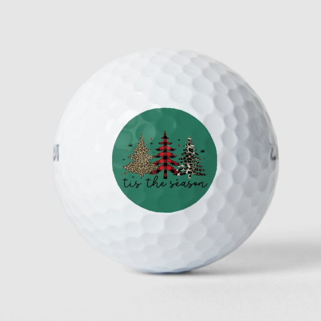 "Dies ist die Jahreszeit" Karierte Leopard Weihnac Golfball (Vorderseite)