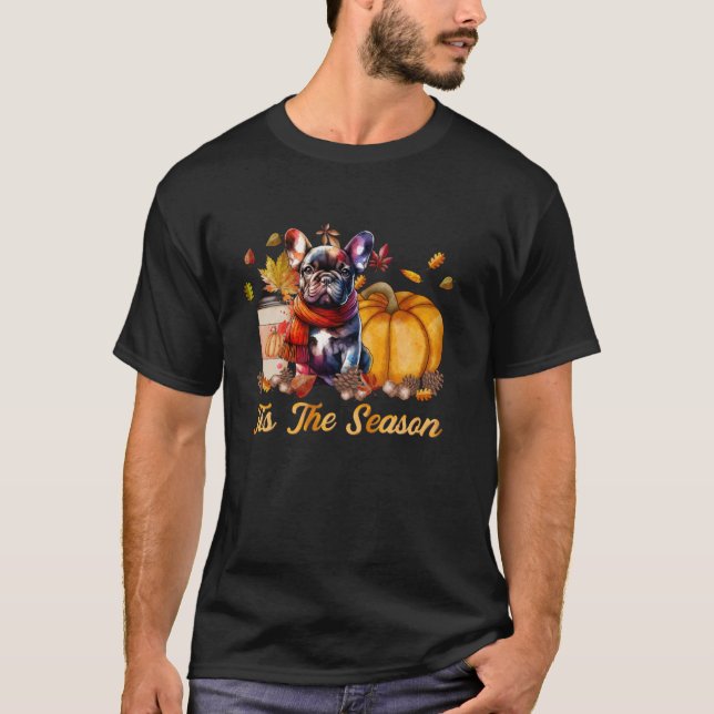 Dies ist die Jahreszeit Pumpkin Französisch Bulldo T-Shirt (Vorderseite)