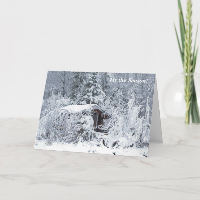'Dies ist die Jahreszeit Schneezeit Hütte Winterur Karte (Vorderseite)