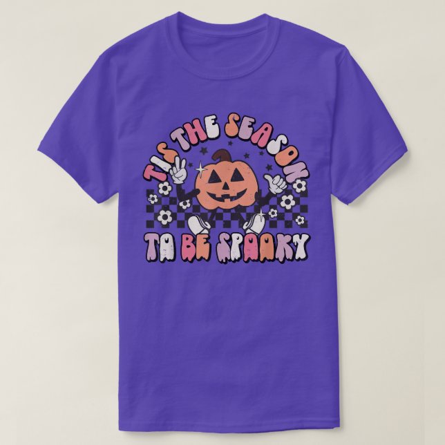 Dies ist die Jahreszeit, um Spooky Groovy Pumpkin  T-Shirt (Design vorne)