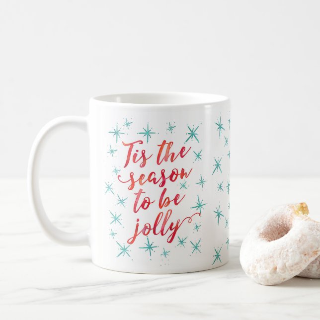 Dies ist die Jahreszeit zu fröhlicher Weihnachtsfe Kaffeetasse (Mit Donut)
