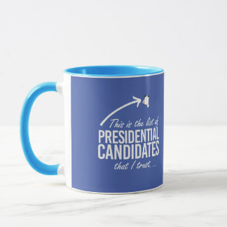 Dies ist die Liste der Kandidaten, denen ich vertr Tasse