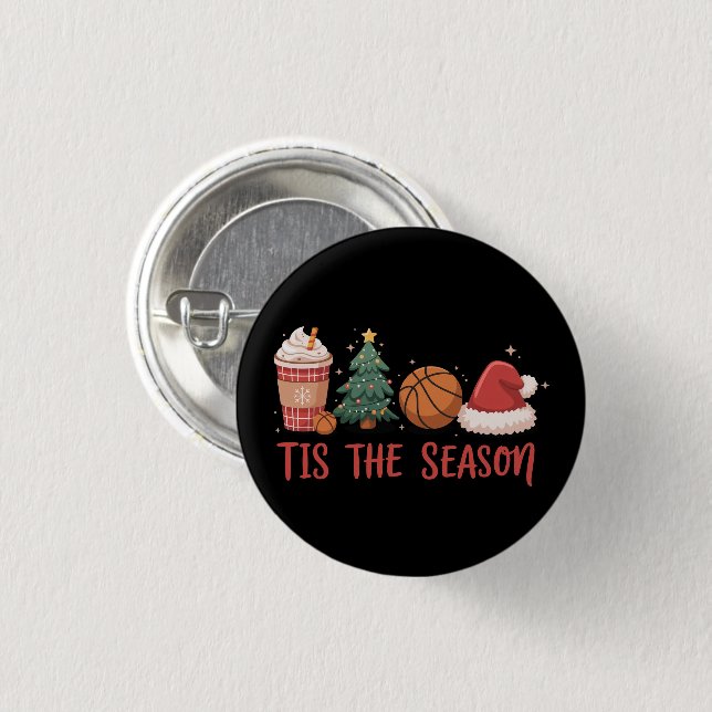 Dies ist die Saison Basketball Lover Weihnachtsges Button (Vorne & Hinten)
