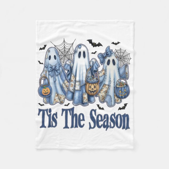 Dies ist die Saison Blue Patchwork Ghost Pumpkin S Fleecedecke (Vorderseite)