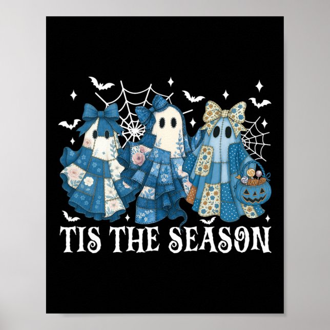 Dies ist die Saison Blue Patchwork Ghost Pumpkin S Poster (Vorne)