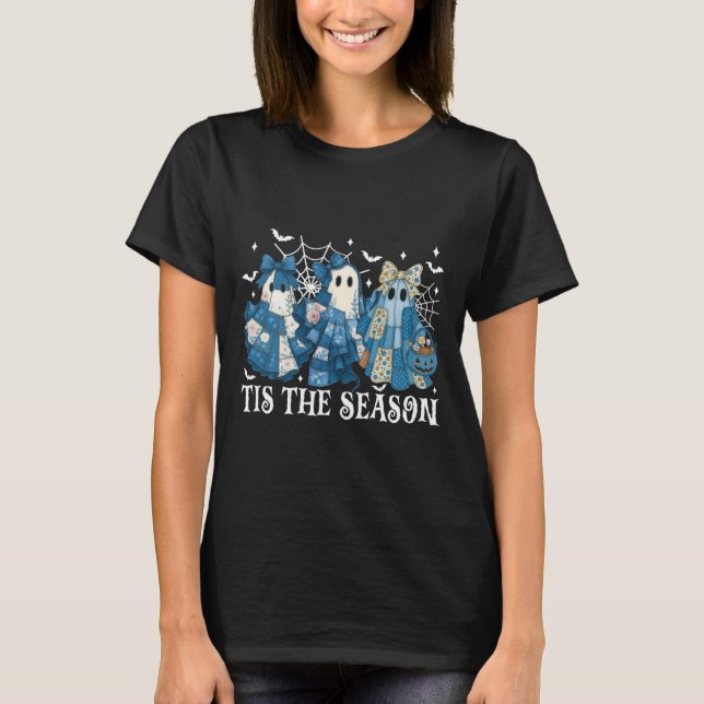 Dies ist die Saison Blue Patchwork Ghost Pumpkin S T-Shirt (Vorderseite)
