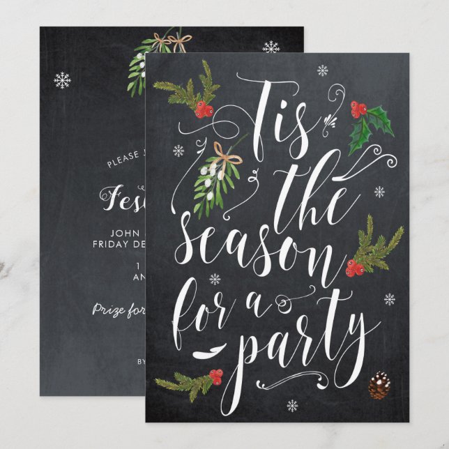 Dies ist die Saison für einen Party-Weihnachtsurla Einladung (Vorne/Hinten)