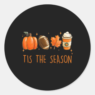 Dies ist die Saison Herbst Fußball Kürbis Kaffee Runder Aufkleber