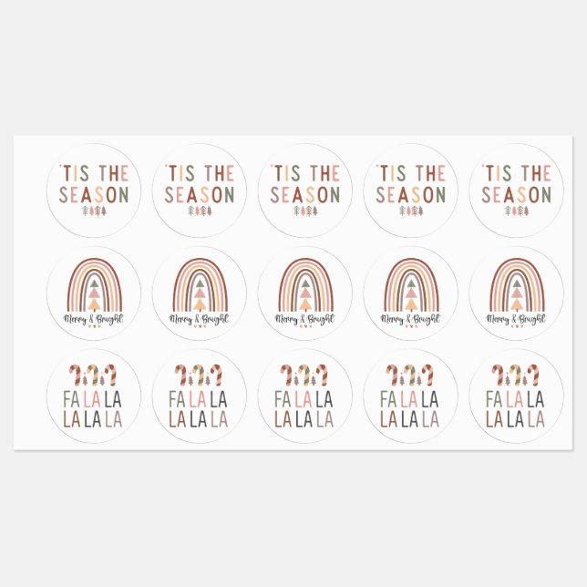 Dies ist die Saison Merry und Bright Falala lalala Etiketten (Blatt)