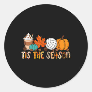 Dies ist die Saison Volleyball Pumpkin Leaf Latte Runder Aufkleber
