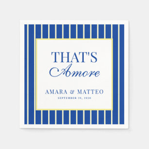 Diese Amore-Gestreifte Blaue und Gelbe Hochzeit Serviette