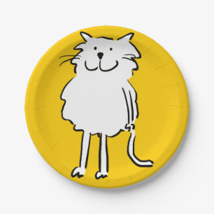 Diese Cat-Cartoon. Katze auf einem gelben Teller