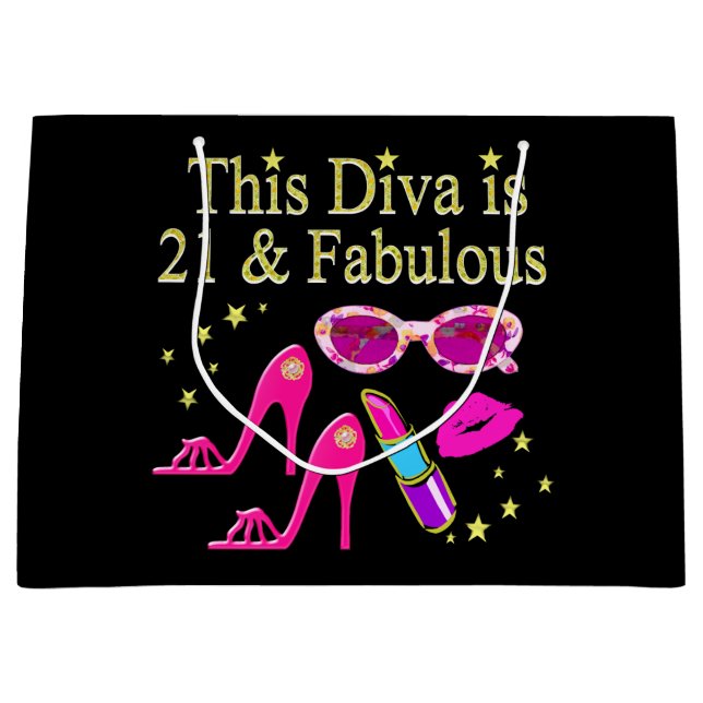 DIESE DIVA IST 21 UND FABULOUS DESIGN GROßE GESCHENKTÜTE (Vorderseite)