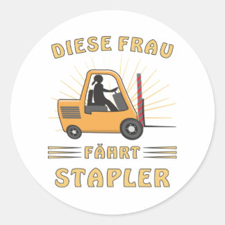 DIESE FRAU FÜHRT EINEN FORKLIFT RUNDER AUFKLEBER