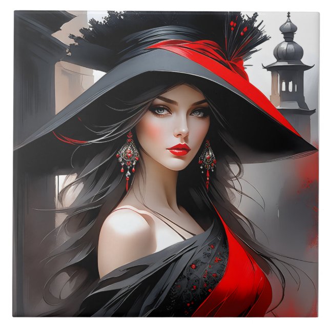 Diese Frau hat ein fantastisches Gesicht. Sie ist  Fliese (Vorderseite)