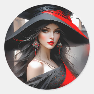 Diese Frau hat ein fantastisches Gesicht. Sie ist  Runder Aufkleber