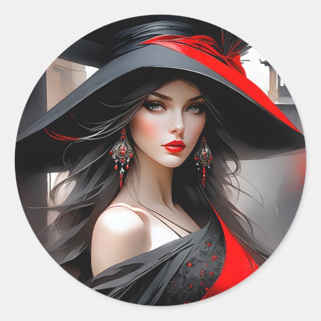 Diese Frau hat ein fantastisches Gesicht. Sie ist  Runder Aufkleber (Vorderseite)