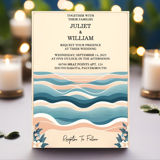 Diese Frühjahrsommer Ocean Beach Hochzeit in Urlau Einladung (Von Creator hochgeladen)