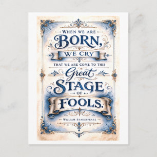 "Diese große Bühne der Narren" Shakespeare Postkarte