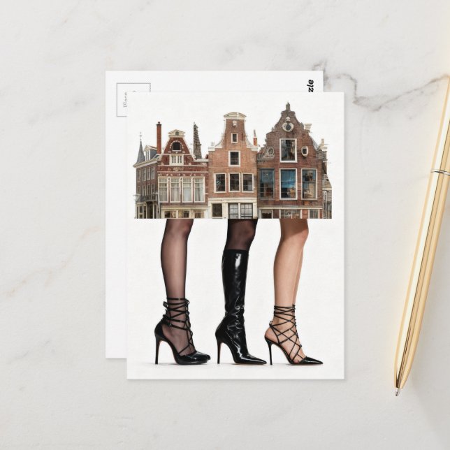 Diese Häuser haben Beine Collage Postkarte (Vorderseite/Rückseite Beispiel)